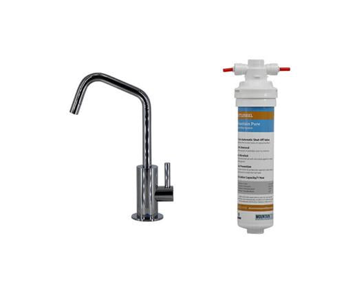 Mountain Plumbing - Point-of-Use Drinking Faucet with Contemporary Round Body & Handle (120° Spout) & Mountain Pure® Water Filtration System