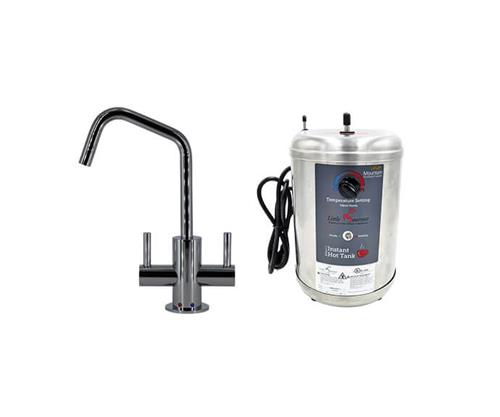 Mountain Plumbing - Hot & Cold Water Faucet with Contemporary Round Body & Handles (120° Spout) & Little Gourmet® Premium Hot Water Tank