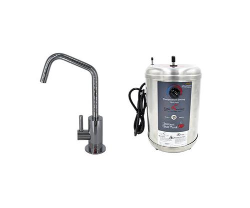 Mountain Plumbing - Hot Water Faucet with Contemporary Round Body & Handle (120° Spout) & Little Gourmet® Premium Hot Water Tank