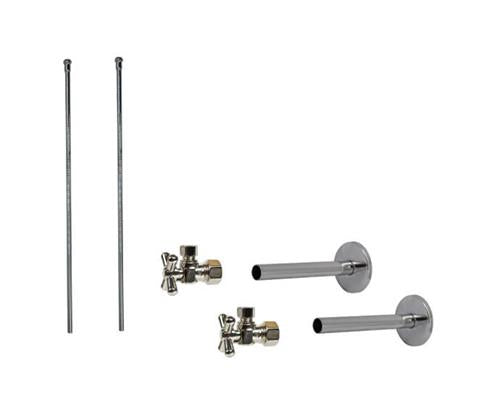 Mountain Plumbing - Lavatory Supply Kit - Brass Cross Handle with 1/4 Turn Ball Valve (MT621-NL) - Angle, Cover Tubes, No Trap