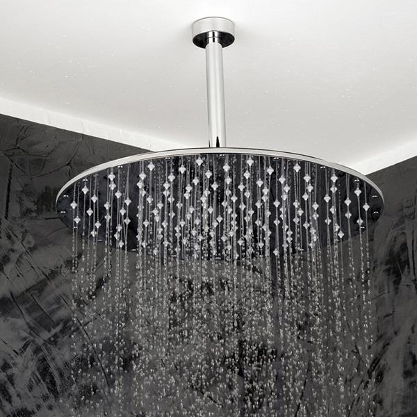 Lacava - Minimal Ceiling-Mount Tilting Round Rain Shower Head, 330 Rubber Nozzles