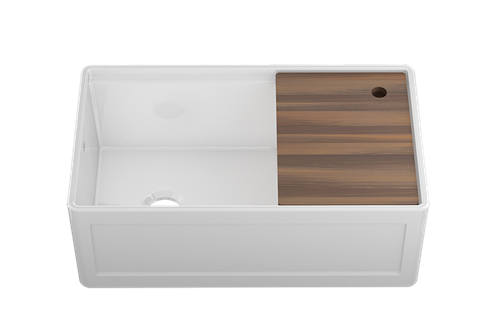 Julien - Fira Apron Front Undermount Single Bowl Kitchen Sink with Accessory Ledge, 33X19X11-1/2