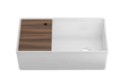Julien - Fira Apron Front Undermount Single Bowl Kitchen Sink with Accessory Ledge, 36X19X11-1/2