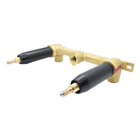 Newport Brass - 2-Valve rough with 1/2 Inch NPT outlets.