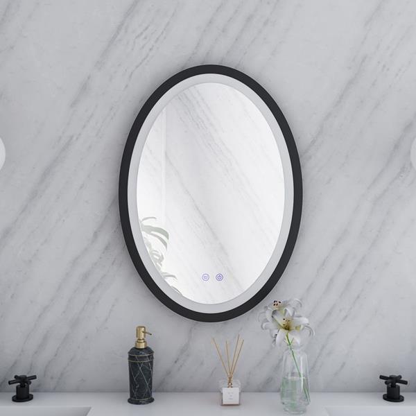 Maidstone - Aydin 20 by 28 Inch Oval Lighted Mirror with Anti-Fog