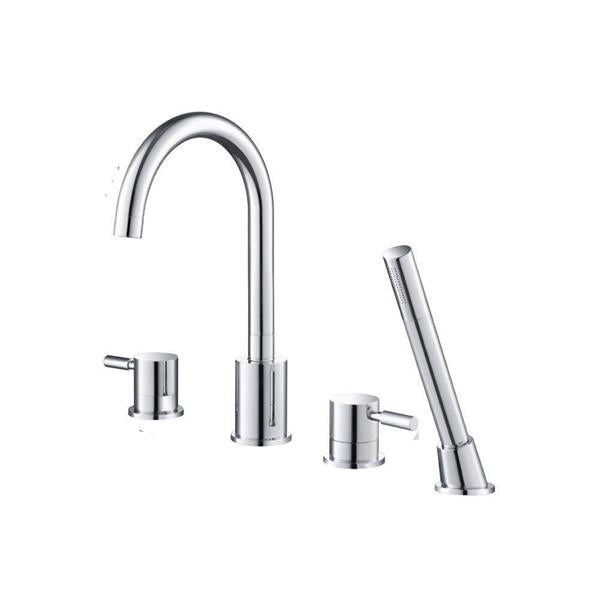 Flusso - 4 Hole Deck Mounted Roman Tub Faucet With Hand Shower