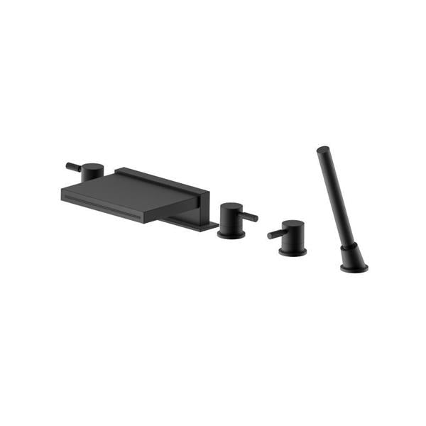 Flusso - Five Hole Deck Mounted Cascade Flow Roman Tub Faucet With Hand Shower