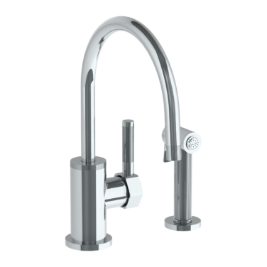 Watermark - Sutton Deck Mounted 2 Hole Gooseneck Kitchen Set - Includes Side Spray
