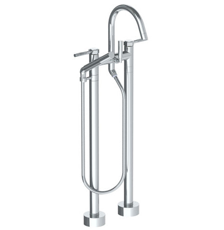 Watermark - Sutton Floor Standing Gooseneck Bath Set With Slim Hand Shower