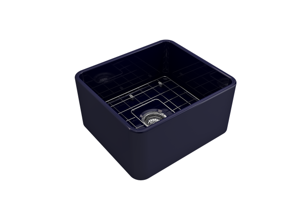 Bocchi - Classico Farmhouse Apron Front Fireclay 20 in. Single Bowl Kitchen Sink with Protective Bottom Grid and Strainer