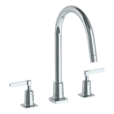 Watermark - H-Line Deck Mounted 3 Hole Gooseneck Kitchen Set