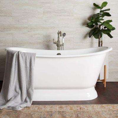 Maidstone - Shailee 66 Inch Cast Iron Double Slipper Pedestal Tub