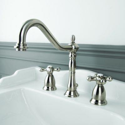 Maidstone - Ashford Widespread Bathroom Sink Faucet - Metal Cross Handles