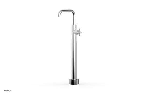 Phylrich - Basic Low Floor Mount Tub Filler Square Spout - Cross Handle