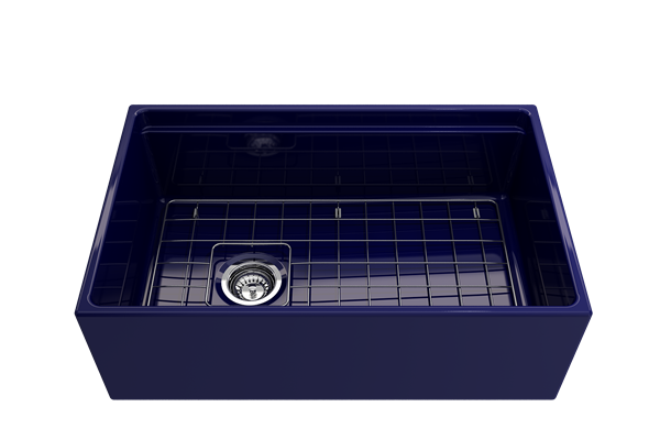 Bocchi - Contempo Step-Rim Apron Front Fireclay 30 in. Single Bowl Kitchen Sink with Integrated Work Station & Accessories