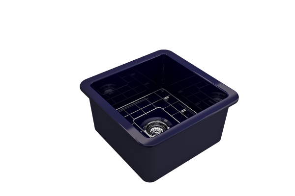 Bocchi - Sotto Dual-mount Fireclay 18 in. Single Bowl Bar Sink with Protective Bottom Grid and Strainer