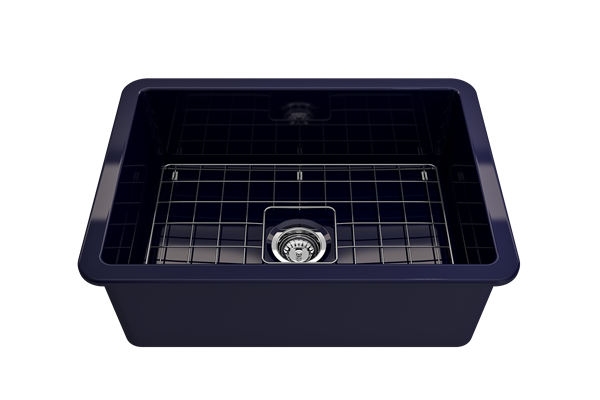 Bocchi - Sotto Dual-mount Fireclay 27 in. Single Bowl Kitchen Sink with Protective Bottom Grid and Strainer