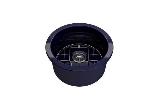 Bocchi - Sotto Round Dual-mount Fireclay 18.5 in. Single Bowl Bar Sink with Protective Bottom Grid and Strainer