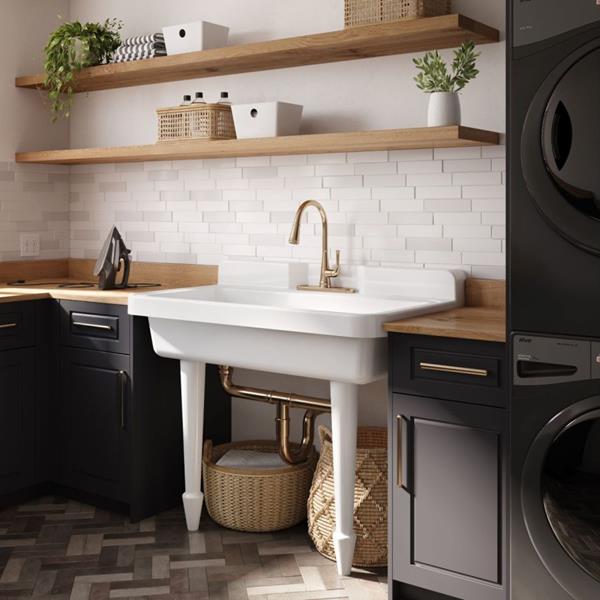Maidstone - Cast Iron Kitchen / Laundry Sink with Legs- White