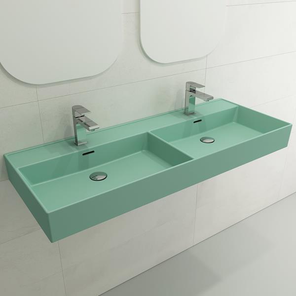 Bocchi - Milano Wall-Mounted Sink Fireclay 47.75 in. Double Bowl