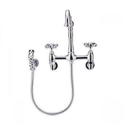Maidstone - Audrey Wall Mount Kitchen Faucet - Metal Cross Handles