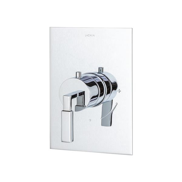 Lacava - Kubista Trim Only - Built-In Thermostatic Valve With Single Handle And Rectangular Backplate
