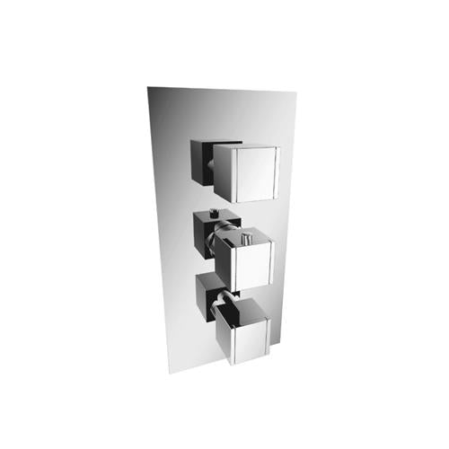 Flusso - 3/4 Inch Thermostatic Valve With Trim - 3 Output - Chrome