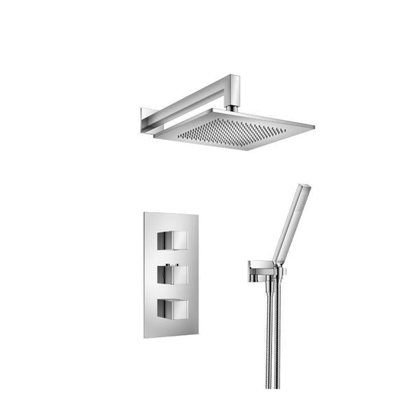 Flusso - Two Output Shower Set With Shower Head And Hand Held - Chrome