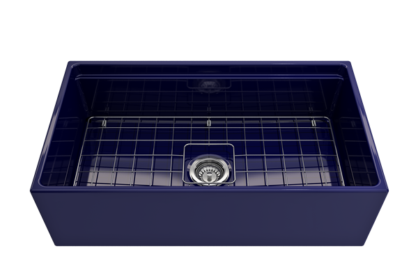 Bocchi - Contempo Step-Rim Apron Front Fireclay 33 in. Single Bowl Kitchen Sink with Integrated Work Station & Accessories