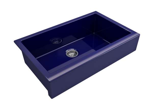 Bocchi - Nuova Pro Short Apron Front Dual-Mount Fireclay 34 in. Single Bowl Kitchen Sink with Protective Bottom Grid and Strainer