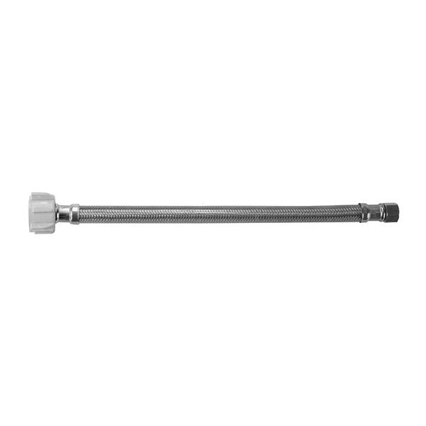 Jaclo - JACLOFLEX™ Clear Stainless Steel Flexible Braided 3/8 Inch O.D. x 7/8 Inch I.D.- 12 Inch Toilet Supply Line with Plastic Nut