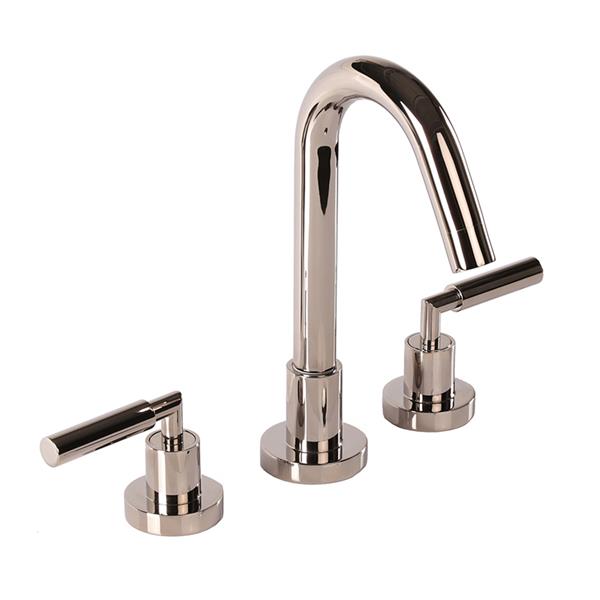 Lacava - Cigno Deck-Mount Three-Hole Faucet With A Goose-Neck Swiveling Spout, Two Lever Handles, And A Pop-Up Drain