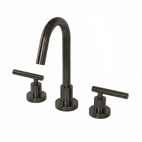 Lacava - Cigno Deck-Mount Three-Hole Faucet With A Gooseneck Swiveling Spout, Two Lever Handles, And A Pop-Up Drain