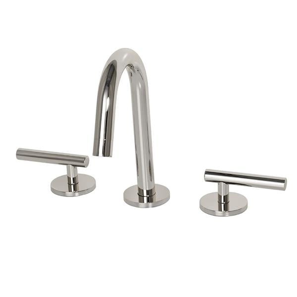 Lacava - Cigno Deck-Mount Three-Hole Faucet With A Gooseneck Swiveling Spout, Two Lever Handles, And A Pop-Up Drain
