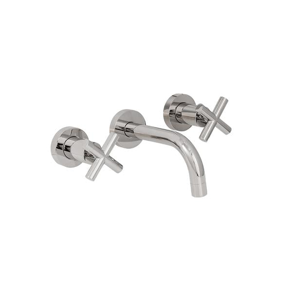Lacava - Cigno Trim - Wall-Mount Three-Hole Faucet With Three-Hole Faucet With Two Cross Handles, No Backplate, Spout 6 Inch