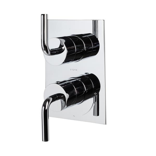 Lacava - Cigno Built-In Progressive Pressure Balancing Mixer With 2-Way Diverter, Two Curved Lever Handles And A Rectangular Backplate