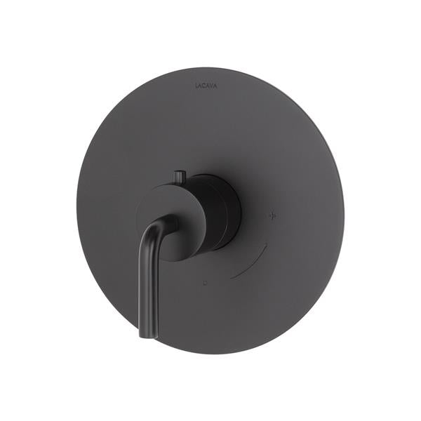 Lacava - Cigno Trim Only - Regular Thermostat, Flow Rate 10 Gpm, Curved Lever Handle On Round Knob, Round Backplate