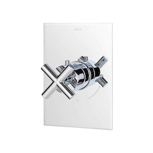 Lacava - Cigno Trim Only - Thermostatic Valve Gpm 10 (60Psi) With Rectangular Back Plate And Cross Handle