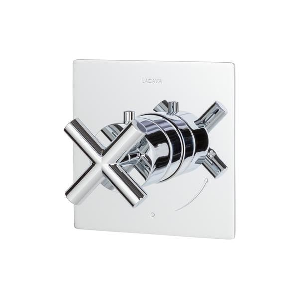 Lacava - Cigno Trim Only - Thermostatic Valve Gpm 10 (60Psi) With Rectangular Back Plate And Cross Handle