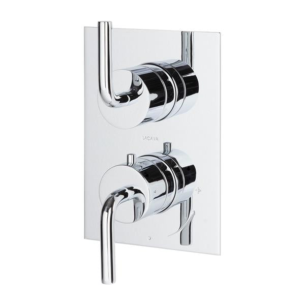 Lacava - Cigno Trim Only - Thermostat W 1-Way Volume With Curved Lever Handles On Round Knobs