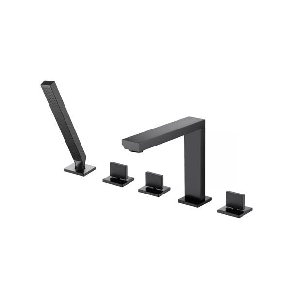 Flusso - Five Hole Deck Mounted Roman Tub Faucet With Hand Shower