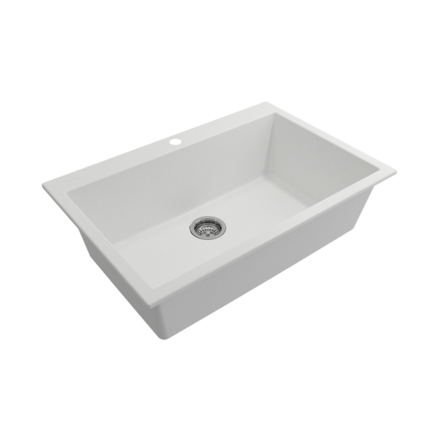 Bocchi - Campino Uno Dual Mount Granite Composite 33 in. Single Bowl Kitchen Sink with Strainer