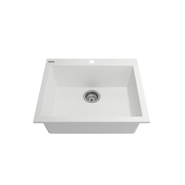 Bocchi - Campino Uno Dual Mount Granite Composite 24 in. Single Bowl Kitchen Sink with Strainer