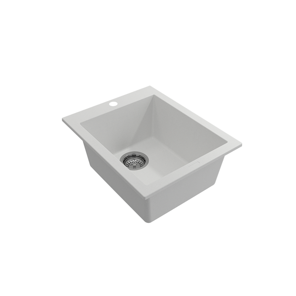 Bocchi - Campino Uno Dual Mount Granite Composite 16 in. Single Bowl Bar Sink with Strainer