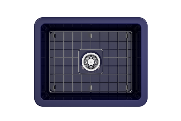 Bocchi - Sotto Dual-Mount Fireclay 24 in. Single Bowl Kitchen Sink with Protective Bottom Grid and Strainer