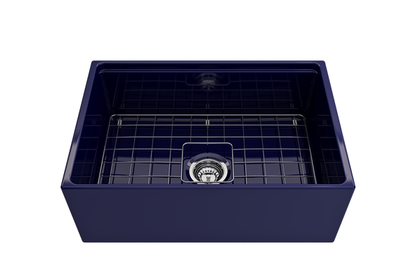 Bocchi - Contempo Step-Rim Apron Front Fireclay 27 in. Single Bowl Kitchen Sink with Integrated Work Station & Accessories