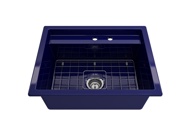 Bocchi - Baveno Hide-Away Workstation Fireclay 27 in. Single Bowl Kitchen Sink 2-hole with Accessories