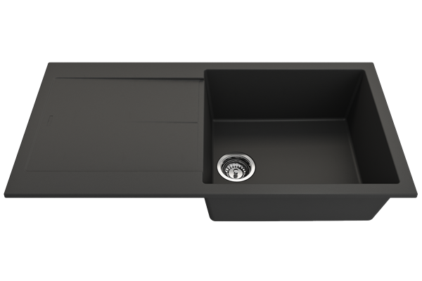 Bocchi - Levanzo Dual-Mount 20 in. Single Bowl with extended/reversible Drain Board Granite Composite Kitchen Sink(sink is 39 inches wide including drain board)