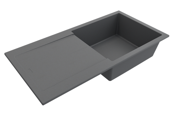 Bocchi - Levanzo Dual-Mount 20 in. Single Bowl with extended/reversible Drain Board Granite Composite Kitchen Sink(sink is 39 inches wide including drain board)