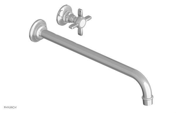 Phylrich - Jamestown Single Handle Wall Lavatory Set 14 Inch Spout - Cross Handle